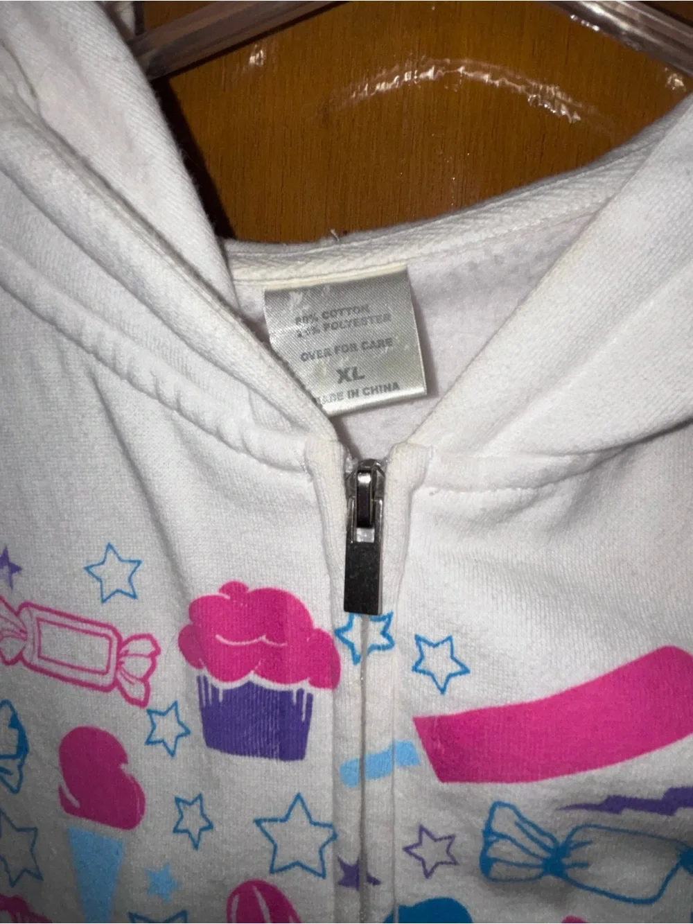 Jeffree Star White Zip Hoodie with Pink & Blue Beauty Icons - Picture 2 of 3